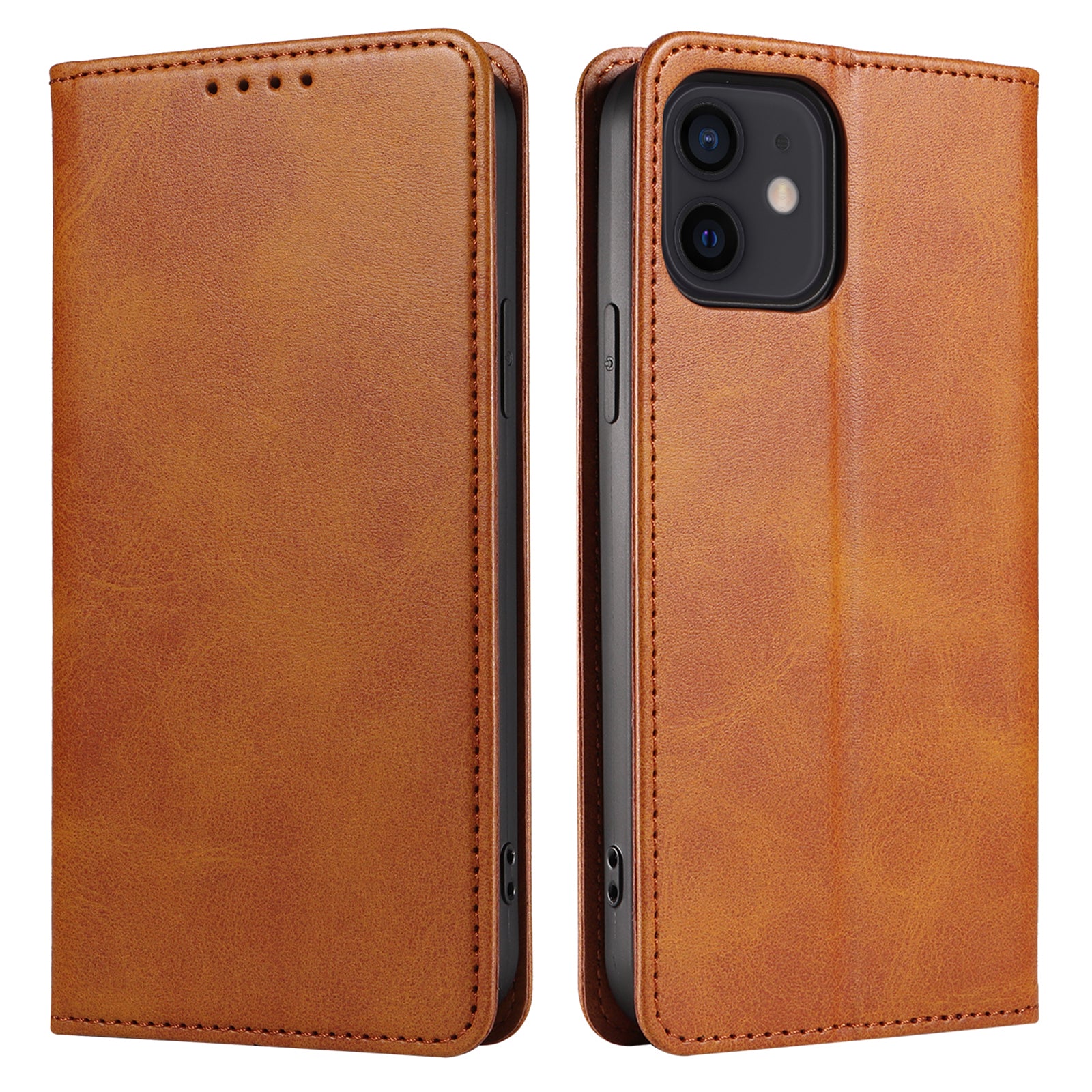 For iPhone 12 / 12 Pro 6.1 inch Anti-Scratch Phone Case Wallet Magnetic Leather Stand Calf Texture Phone Cover - Rose Gold For iPhone 12 / 12 Pro 6.1 inch Anti-Scratch Phone Case Wallet Magnetic Leather Stand Calf Texture Phone Cover - Rose Gold